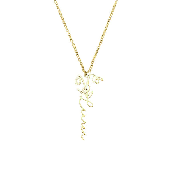 Floral Engraved Name Necklace