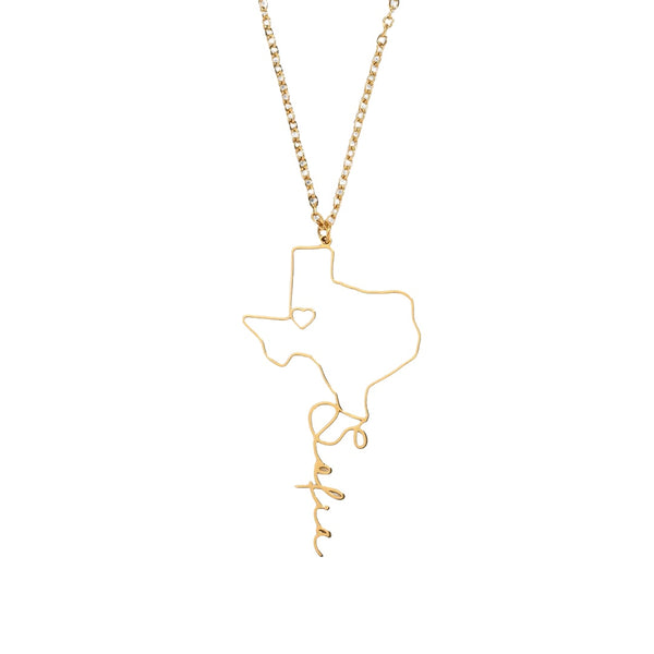 Hometown Outline Name Necklace