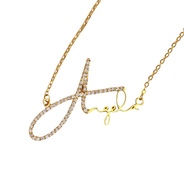 Elegant Script Name Necklace with Sparkling Initial