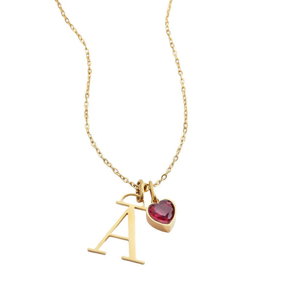 Personalized Birthstone & Letter Pendant Necklace