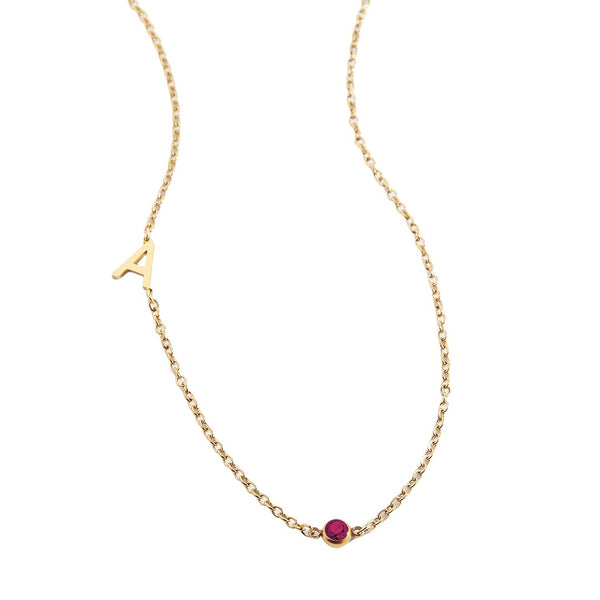 Gemstone Accent Letter Necklace