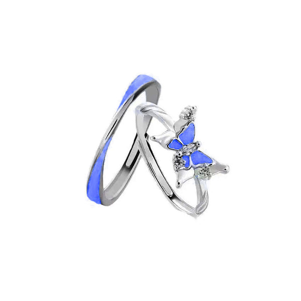 Enchanted Blue Butterfly Rings