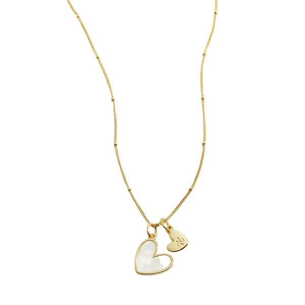 Personalized Mother of Pearl Heart Necklace