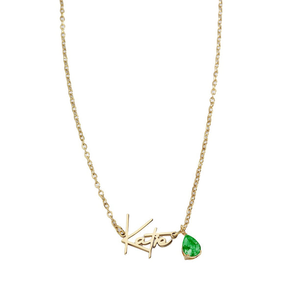 Personalized Name And Gem Necklace