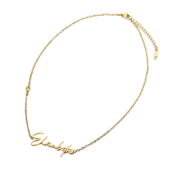 Moissanite Heart Name Necklace