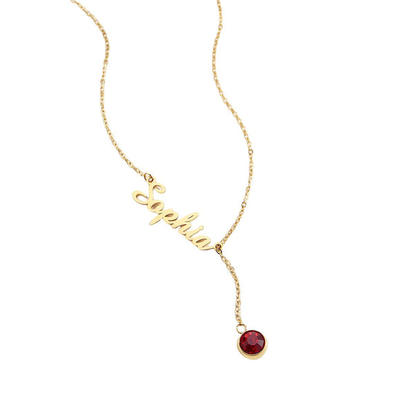 Modern Birthstone Name Lariat