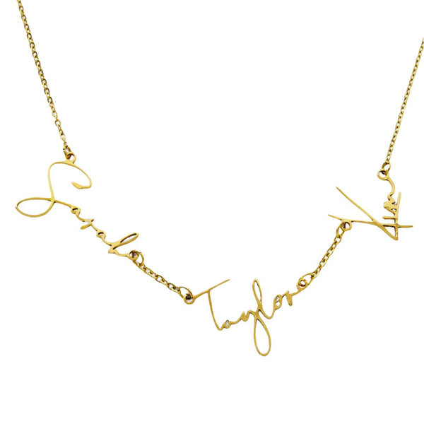 Three Name Script Necklace